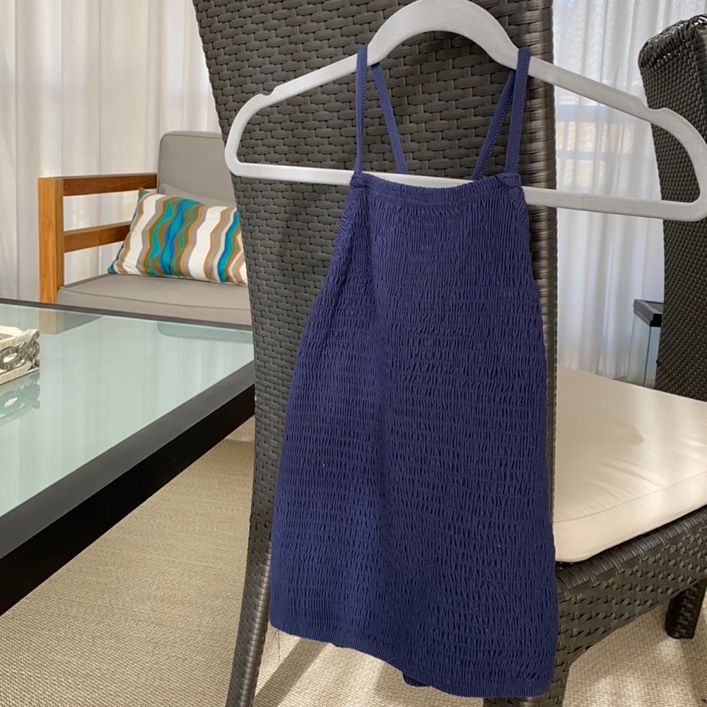 smocked tank top navy blue